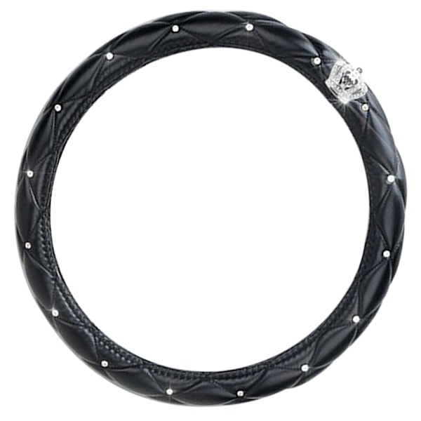 Rattstyrningsöverdrag för kvinnor, söt, universell, halkfri, PU-läder, med strass, svart