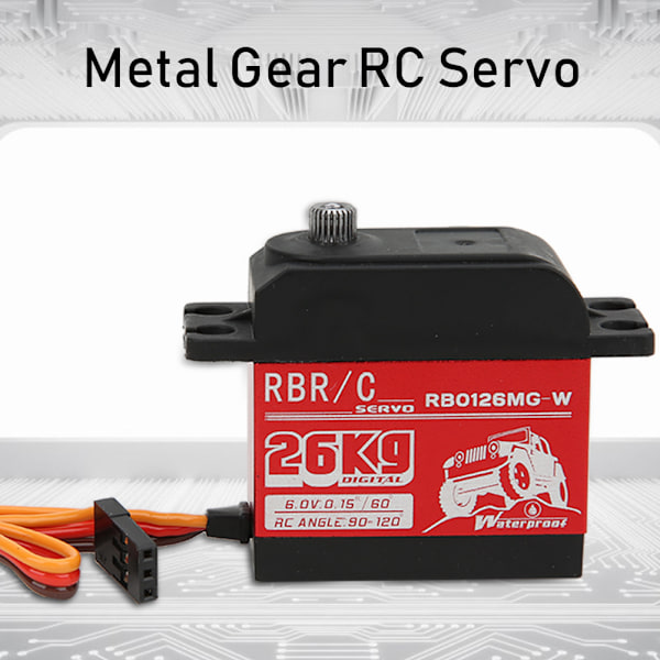 26KG Høy dreiemoment metallgir digital servo for 1/8 1/10 robot RC crawler bil båt RB0126MG-W
