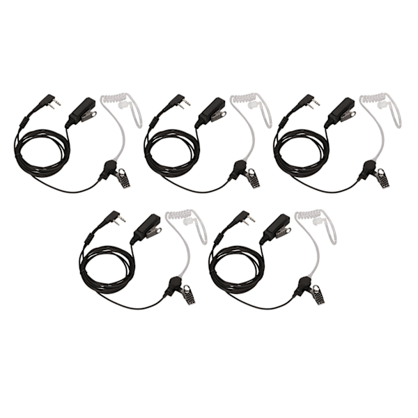 Walkie Talkie-öronsnäcka K-huvud 2-stifts brusreducerande radioöronsnäcka med mikrofon för BF 888S BF 777S BF 666S BF UV5R 5-pack