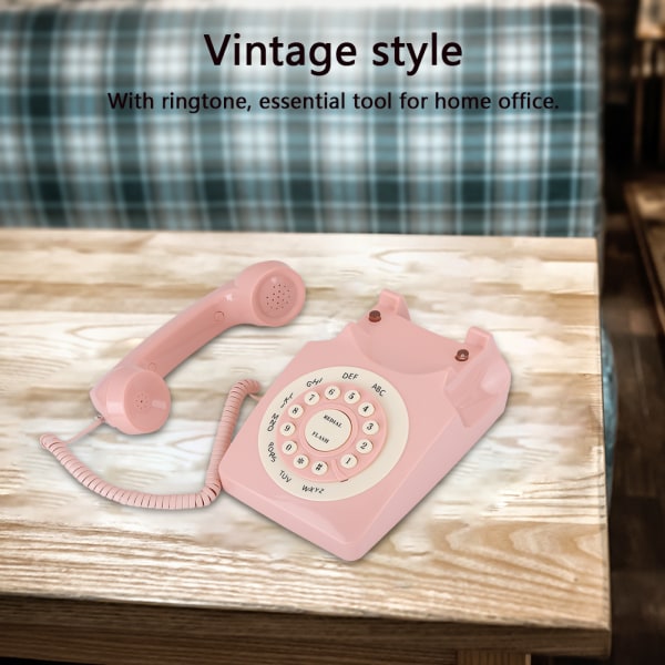 TIMH Vintage Telefon High Definition Call Quality Kabeltelefon for hjemmekontor Rosa
