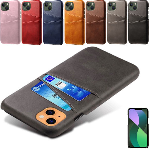 【BEMS】Compatible with iPhone 14 case card - Dark brown Mörk brun Kompatibel med iPhone 14