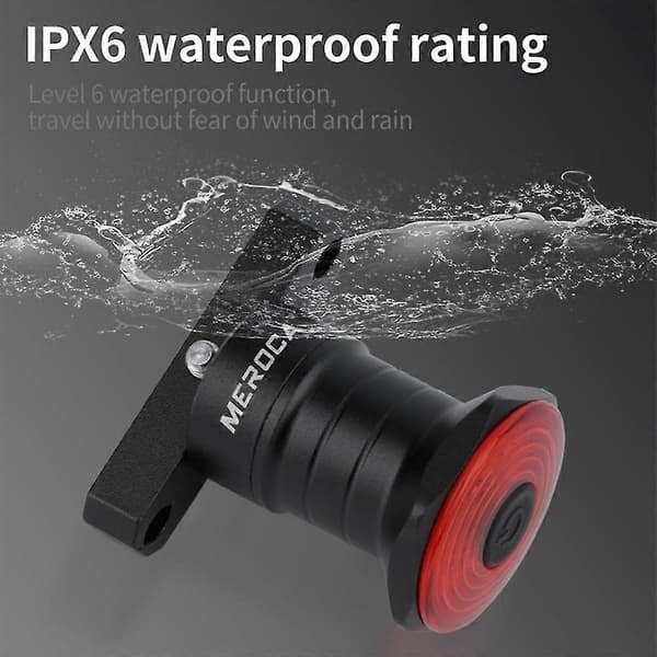 Sykkelbaklykter Smart sensorbremselys IPX6 Vanntett LED USB Vertical