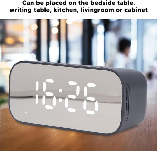 Multifunctional Digital Alarm Clock - Dual Alarm, Bluetooth Speaker with FM Radio, Adjustable Brightness and Temperature Display[BEMS]
