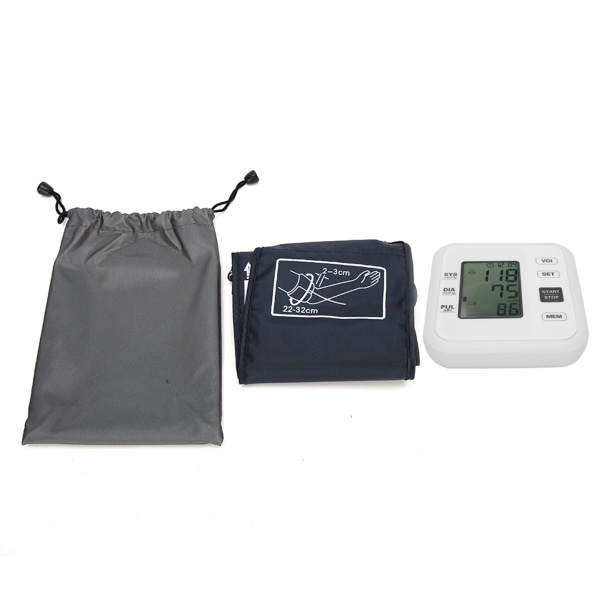 TIMH husholdnings-LCD digital blodtryksmåler Nøjagtig overarms blodtryksmåler Hvid uden stemme