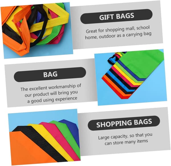 21 stk. non-woven indkøbsposer, bærbare indkøbsposer, kompatible med tøj- og pakkedesign