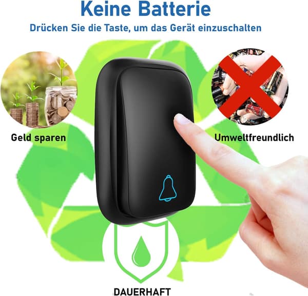 Dørklokke, effektiv rekkevidde på 150 meter utendørs, 38 ringetoner tilgjengelig