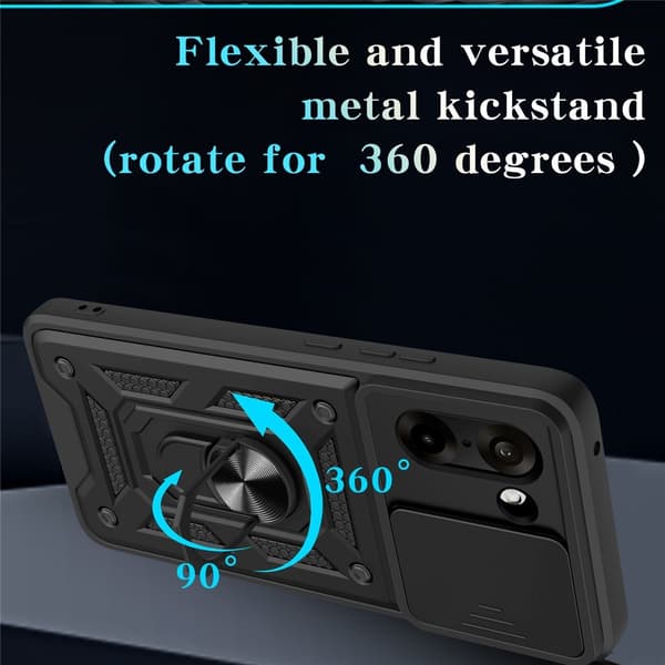 【BEMS】OnePlus Nord CE5 Armor Metal Ring Camera Slider Case - Black Svart black