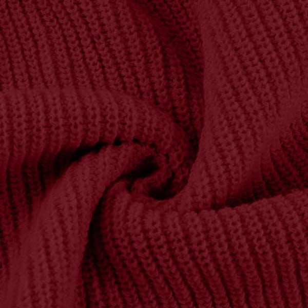 BE-Womens sweaterkjole rullekrave kabelstrik Plus Size fest sexet minikjole Wine red XL