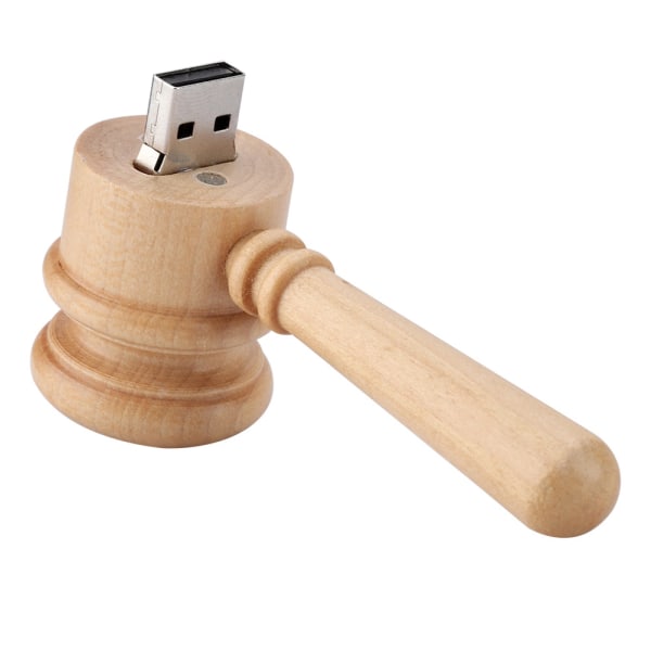 Wooden Hammer Shape Datalagring USB 2.0 Flash Drive U Memory Disk kompatibel USB1.1(32GB)++