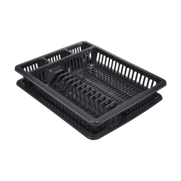 【BEMS】Large Dish Rack with Tray - Anthracite Grey - L 45.5 x W 36 x H 7.5 cm Grå