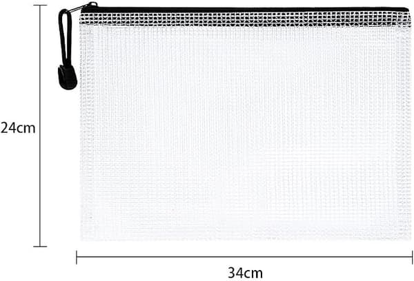 Plastfickor, 5 st A4 plastfickor med dragkedja, dokumentmappar i nät med dragkedja