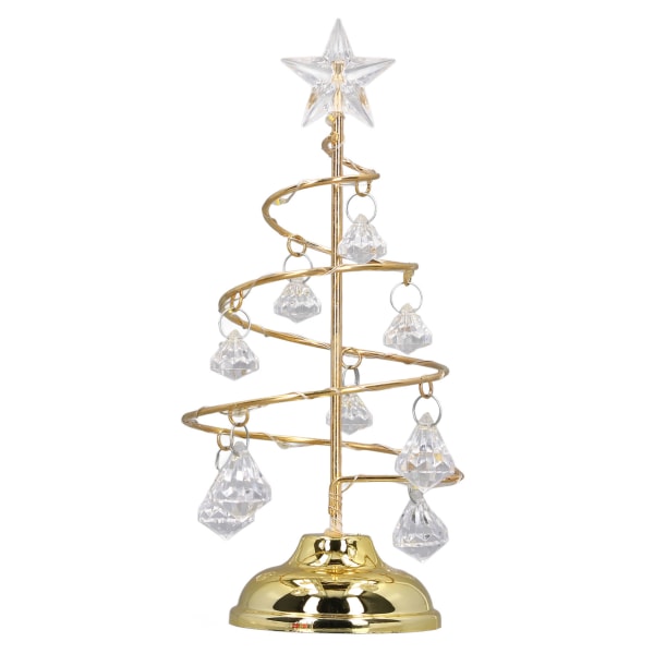 LED-joulukuusen valaisin Pieni kristalli koristeellinen rautapuu yövalokoristeen lahjaksi kultainen lämmin valo /