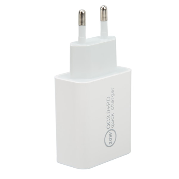 20W QC3.0 PD Hurtiglader Dobbelt Port Hurtigopladningshastighed Oplader til Dji Avata AC 100‑240V Hvid EU Stik 85x43x24mm