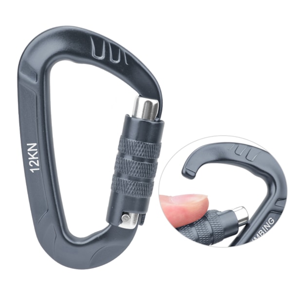 1 stk 7075 Aerospace Aluminium 12KN D-Formet Spænde Karabiner Klip Udendørs Sikkerhed Tilbehør Grå