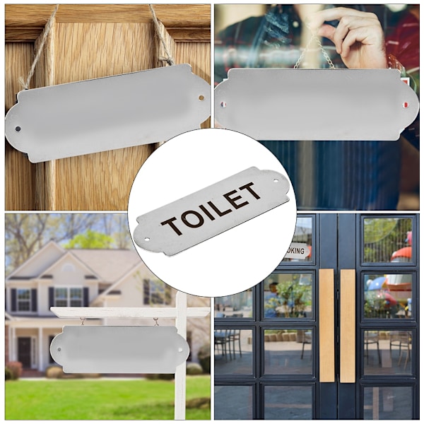 Varningskylt i rostfritt stål för staket, trädgård, hus, dörr, grind, toalett med monteringsskruvar TOILET
