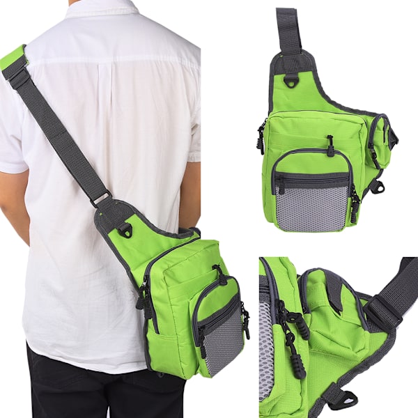 Polyester Multifunktionell Fiskeutrustning Crossbody Väska Utomhus Sport Vandring Resa Axelväska (Grön)