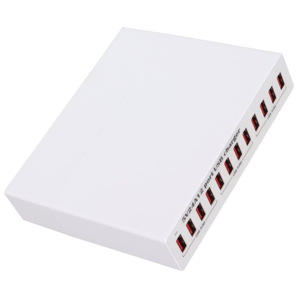 USB Laddningsstation 12 Port Intelligent Shunt LED Indikeringslampa Automatisk igenkänning USB Charging Hub 100‑240VEU Plugg ++