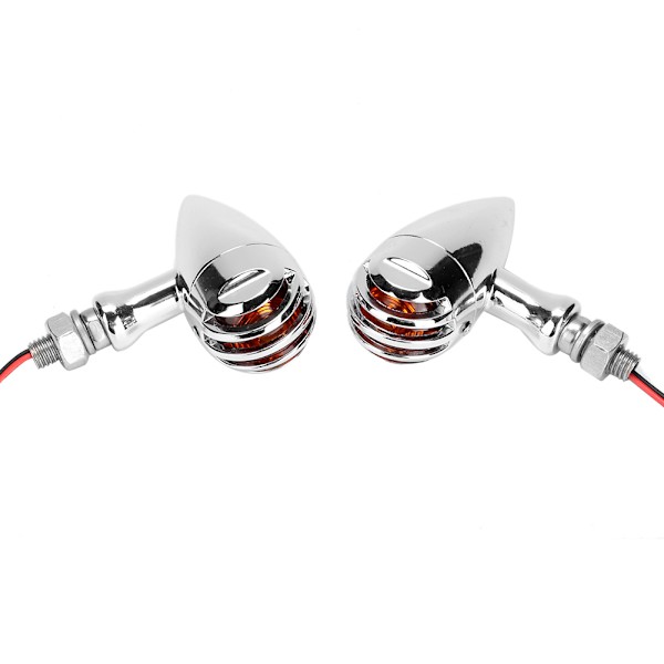 1 par Retro Style Universal Blinklys Lampe Motorcykel Modifikation Tilbehør Sølv