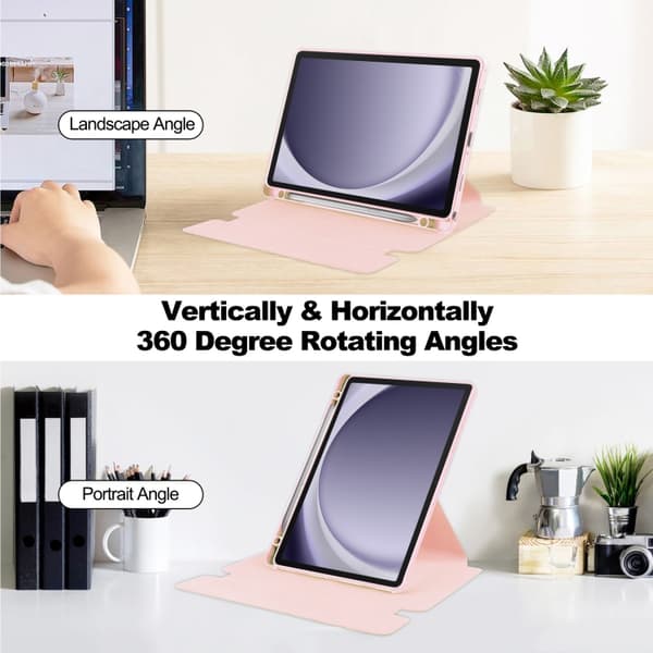 Samsung Galaxy Tab A9+ / A11+ 360° rotationsskydd med tangentbord Rosa