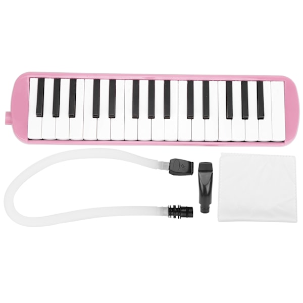 IRIN Melodica 32-tangenters Vindmusikinstrument Lämplig för Nybörjare Övningsväska (Rosa)