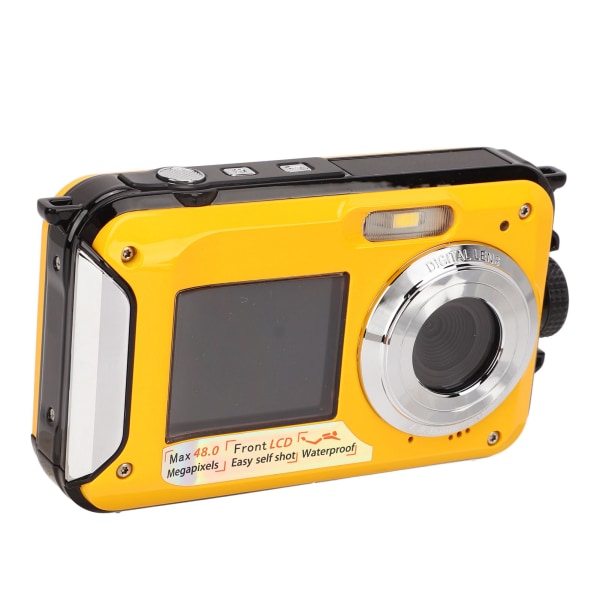 Full HD 2,7K 48MP 10 jalkaa vedenpitävä vedenalainen digitaalikamera 16X digitaalinen zoom edessä takana oleva kaksoisnäyttö vedenpitävä digitaalikamera keltainen /