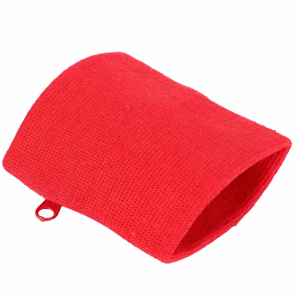 Unisex Armband Myntnycklar Förvaring Blixtlås Fick Sport Handledspengpung Gym Löpning (Röd)