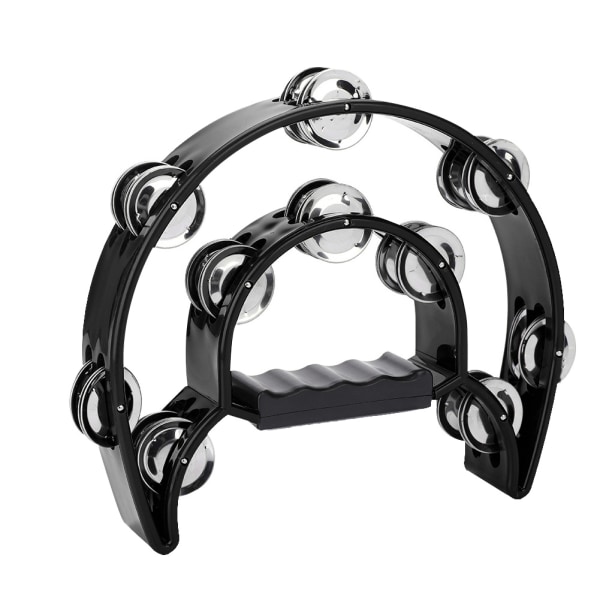 Double Row Jingles Handbell Tambourine Percussion Musikinstrument (svart)//+