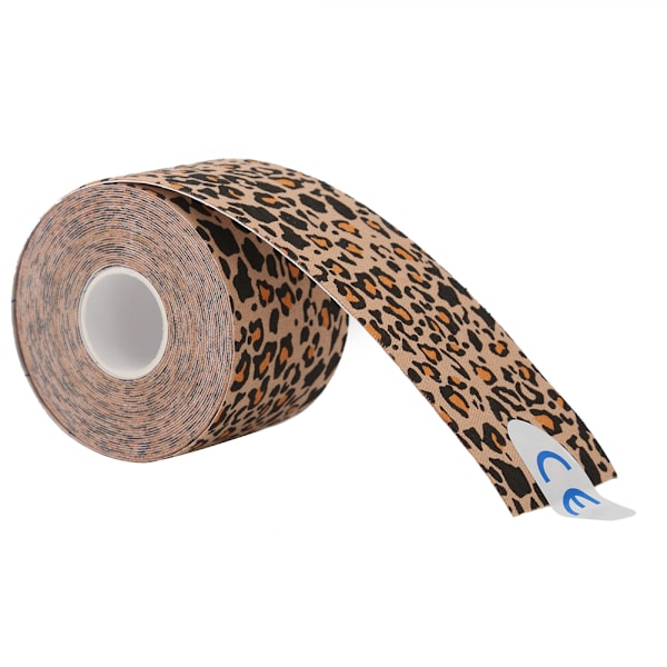 Bomuld Elastisk Klæbende Sportstape Belastningsskade Muskel Taping Strapping Bandage Leopard Print