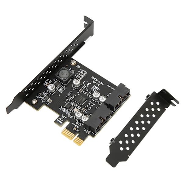 PCIE till USB 3.2 Expansionskort 5Gbps Höghastighets USB3.2 Front GEN1 Expansionskort Dubbel Port 19PIN Kontakt Riserkort 19PIN Svart Kort