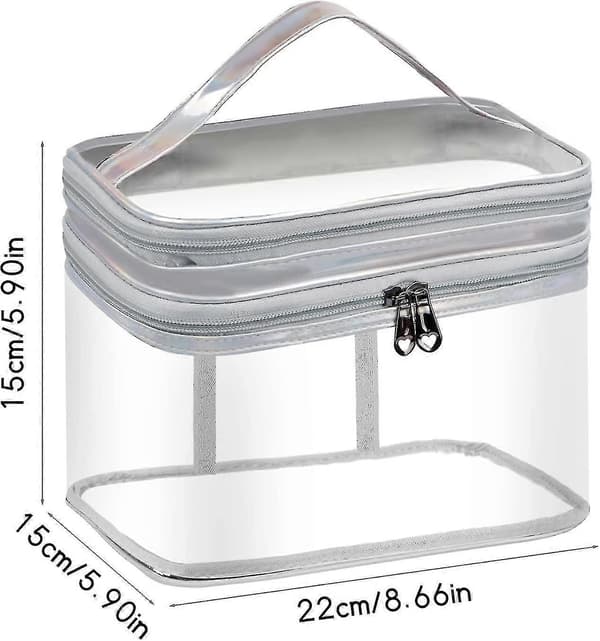 Makeuptaske Transparent, Stor Makeuptaske 15*15*22 Cm, Rejse-Makeuptaske