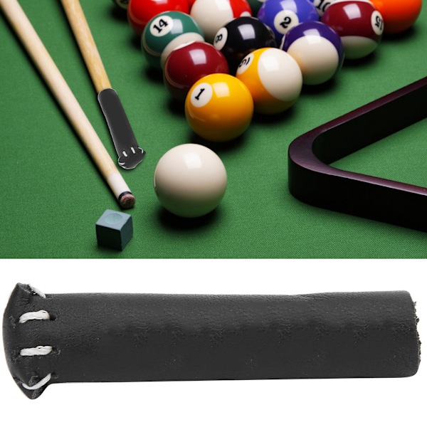 Professionell Hållbar Läder Snookerkö Spets Huvud Skyddande Omslag Billjard Stick Skydd Tillbehör Svart