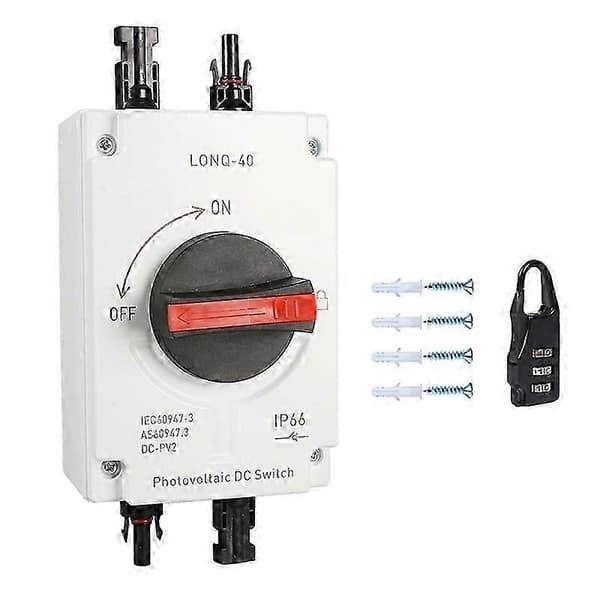PV Solar Switch LONQ-40 DC-afbryder Solar Switch IP66 Vandtæt DC1000V Valkoinen