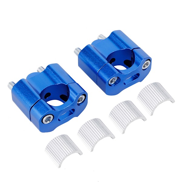 Pair 22mm/28mm 1/8in 7/8in Motorcycle Handlebar Mount Clamps Riser Adapter CNC Aluminum AlloyBlue