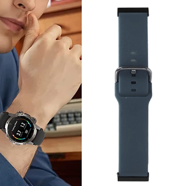 BEMS Silikon Smartwatch-armband Justerbart Ersättningsarmband Tillbehör för Suunto7 Mörkblå