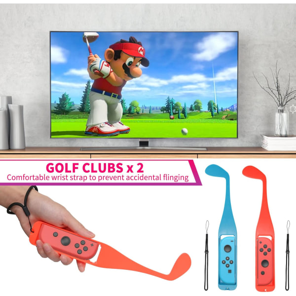 Switch Sports Accessories Set 2023 för Nintendo Switch Sportspel 20-i-1: Golfklubbor, tennisracketar, svärdsgrepp, handledsremmar och benremmar 20 piece set