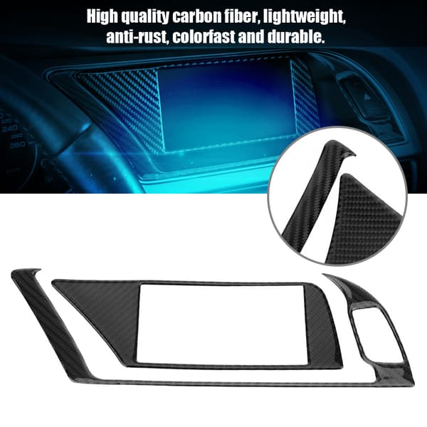 Kulfiber Bil Interiør GPS Navigator Panel Ramme Cover Trim Kompatibel med Audi B8 A4 A5 S4 S5