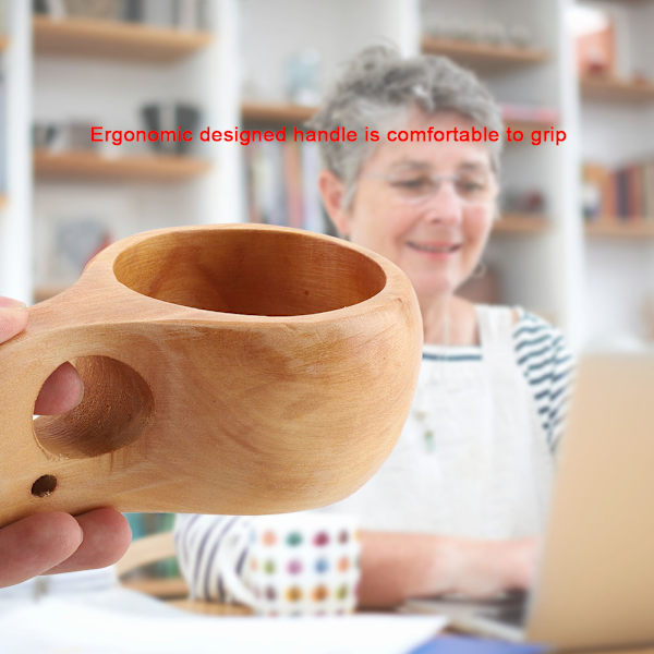 Bærbar Træ Te- og Kaffe Kop med Håndtag - Naturtræ Drikkekop (#2)