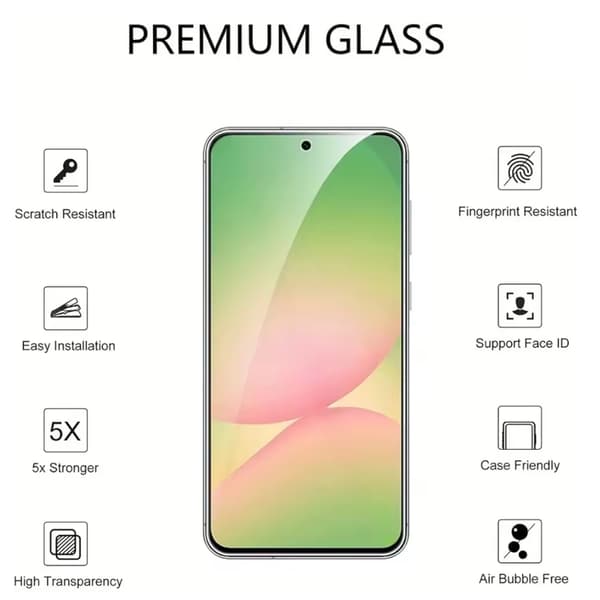 【BEMS】2-pack Compatible with Samsung Galaxy A56 Screen Protector Tempered Glass Premium transparent usb-c