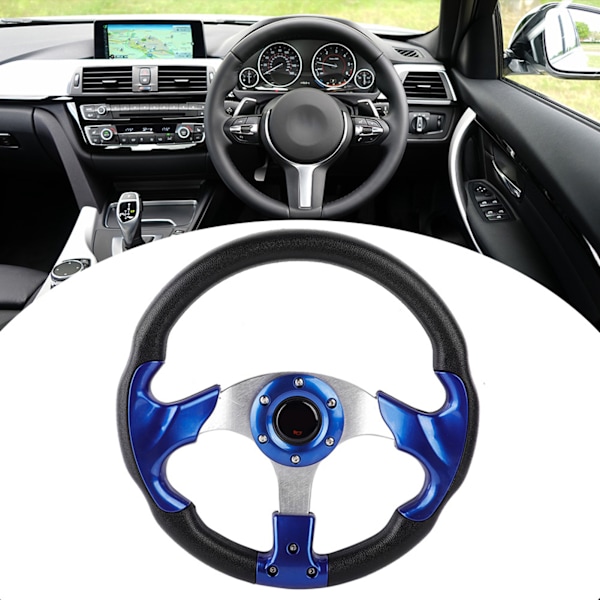 13 tum 320 mm Universal PU-läder Bil Sport Racing Drift Rattratt Blå