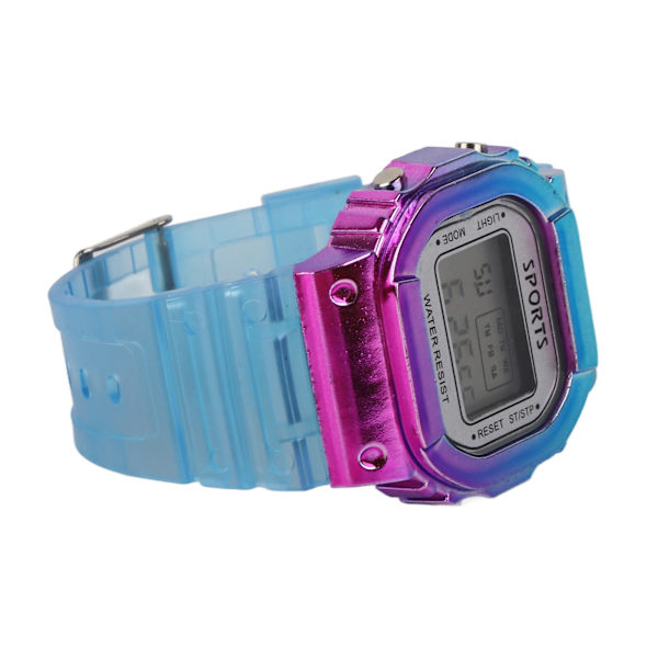 Gradient Farve Elektronisk Ur Stor Skive Vandafvisende Lang Standby Tid Lilla Blå Casual Sports Armbåndsur til Studerende