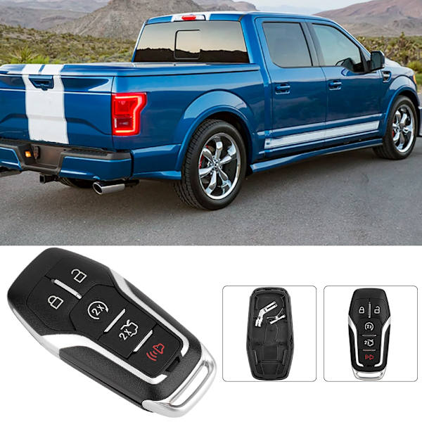 Nyckelskal för fjärrkontroll till bil, 5 knappar, passar Ford Mustang F-150