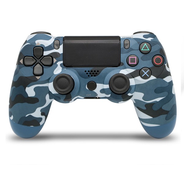 BE-PS4 Sexaxlig Dual Vibration Bluetooth Trådlös Controller Kamouflage Blå