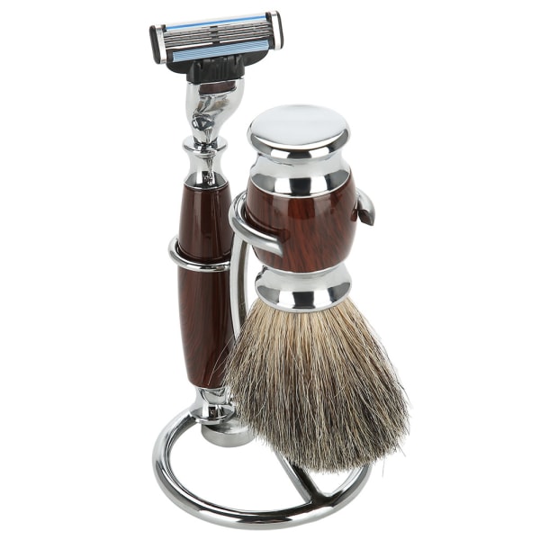 Barberverktøysett for menn 2 I 1 bærbar buet barberbørste Manuell holder for barberstativ ++/