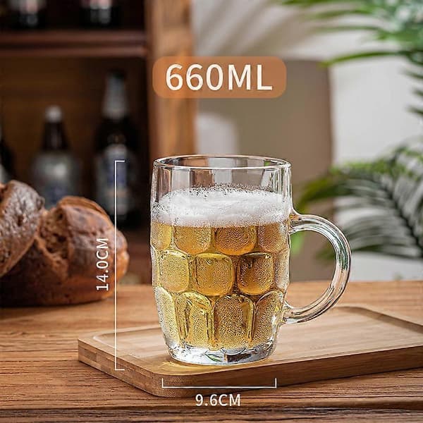Classic Pint Glass Beer Mug Old Fashioned Pub Style Tankard Handle Dimpled Mug 660ml