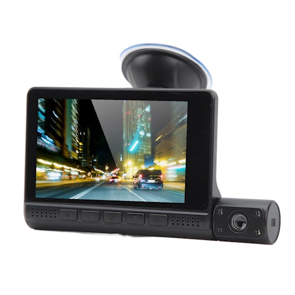 3-kanals Dash Cam 1080P Fram Bak Inside Driving Recorder 170 graders vidvinkel loop inspelning G Sensor Pekskärmskamera