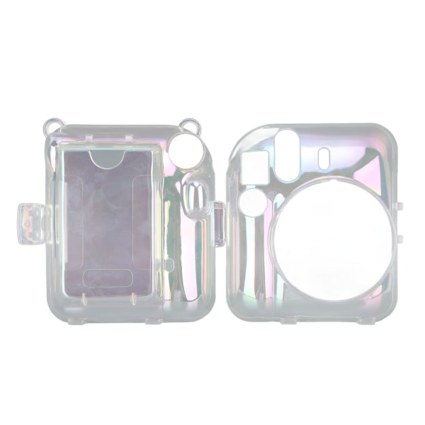 Kirkas case Fujifilm Instax Mini 12 PC:lle läpinäkyvä värikäs pikakameran suojaava case säädettävällä olkahihnalla ulkokäyttöön /