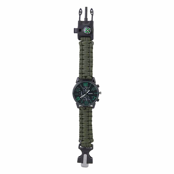 6 i 1 Multifunktionelt Vandtæt Udendørs Camping Overlevelsesur Rednings Paracord Armbånd