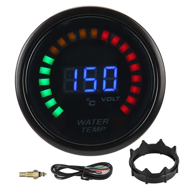 Digital LED Bil Vandtemperaturmåler Temperaturmåler m. Sensor 52mm 20-150 °C Kompatibel med 12V Auto