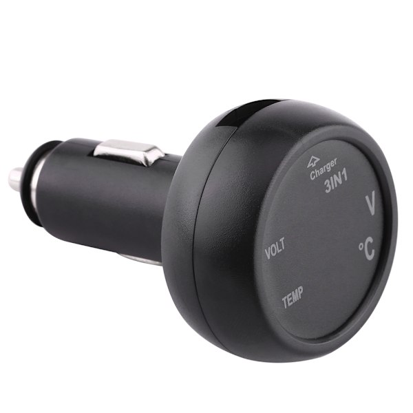 Dobbel LED Digital Display Voltmeter Termometer Sigarettenner USB Billader (blå, rød)