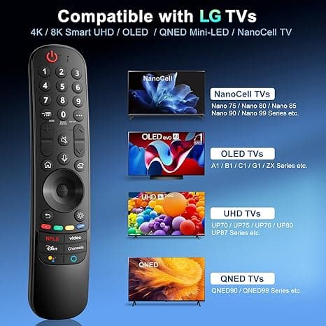 Magic Remote for LG Smart TV, replacement with pointer and voice, compatible with 2021-2024 UHD OLED QNED NanoCell 4K/8K TVs Voice-activated